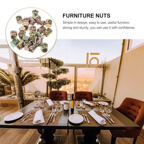 PartyKindom 20pcs Slotted Barrel Nuts Furniture Connectors Replacement Hardware Kit for Beds Tables Chairs Cross Dowels for Boards Cabinets DIY Assembly in Saudi Arabia