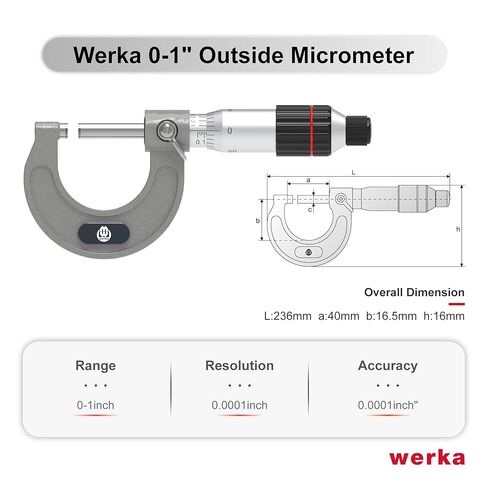 ميكرومتر خارجي احترافي، نطاق 0-1 بوصة مع تدرجات 0.0001 بوصة، أداة قياس دقيقة مع توقف السقاطة، تتضمن حقيبة تخزين in Kuwait