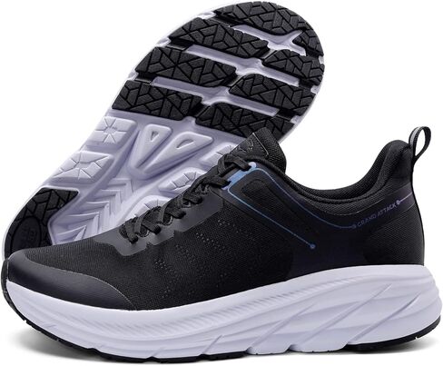 Grand Attack Road Running Shoes for Men with Superior Cushioned Comfort Lightweight Mens Walking Shoes Non-Slip Breathable Athletic Tennis Cross-Training Shoes Rugby Sneakers Black White Size 11.5 in Kuwait