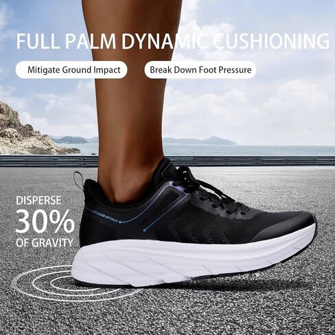 Grand Attack Road Running Shoes for Men with Superior Cushioned Comfort Lightweight Mens Walking Shoes Non-Slip Breathable Athletic Tennis Cross-Training Shoes Rugby Sneakers Black White Size 11.5 in Kuwait