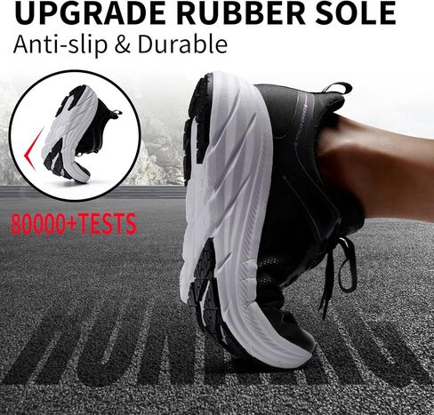 Grand Attack Road Running Shoes for Men with Superior Cushioned Comfort Lightweight Mens Walking Shoes Non-Slip Breathable Athletic Tennis Cross-Training Shoes Rugby Sneakers Black White Size 11.5 in Kuwait