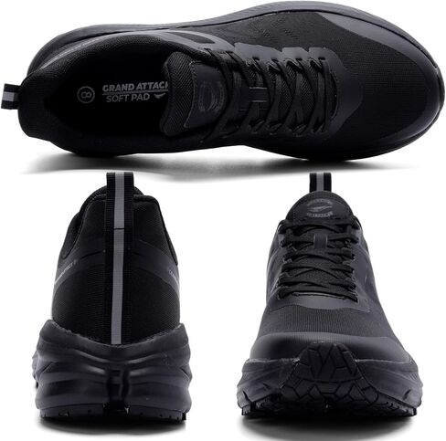 Grand Attack Road Running Shoes for Men with Superior Cushioned Comfort Lightweight Mens Walking Shoes Non-Slip Breathable Athletic Tennis Cross-Training Shoes Rugby Sneakers Black Size 11.5 in Kuwait
