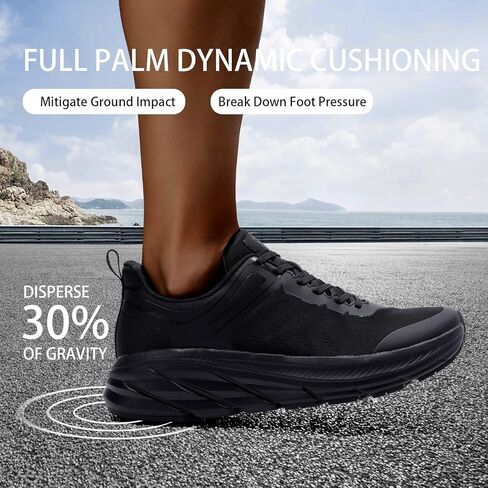 Grand Attack Road Running Shoes for Men with Superior Cushioned Comfort Lightweight Mens Walking Shoes Non-Slip Breathable Athletic Tennis Cross-Training Shoes Rugby Sneakers Black Size 11.5 in Kuwait