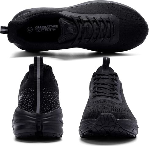 Grand Attack Road Running Shoes for Men with Superior Cushioned Comfort Lightweight Mens Walking Shoes Non-Slip Breathable Athletic Tennis Cross-Training Shoes Rugby Sneakers Black Size 11.5 in Kuwait