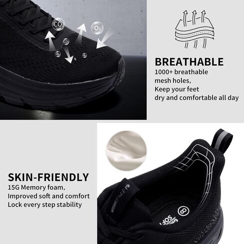 Grand Attack Road Running Shoes for Men with Superior Cushioned Comfort Lightweight Mens Walking Shoes Non-Slip Breathable Athletic Tennis Cross-Training Shoes Rugby Sneakers Black Size 11.5 in Kuwait