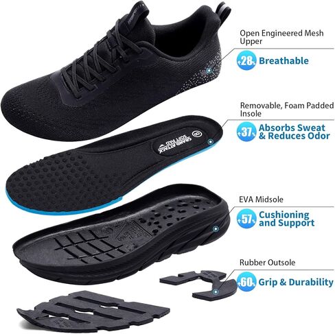 Grand Attack Road Running Shoes for Men with Superior Cushioned Comfort Lightweight Mens Walking Shoes Non-Slip Breathable Athletic Tennis Cross-Training Shoes Rugby Sneakers Black Size 11.5 in Kuwait