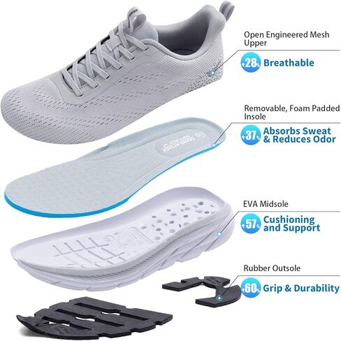 Grand Attack Road Running Shoes for Men with Superior Cushioned Comfort Lightweight Mens Walking Shoes Non-Slip Breathable Athletic Tennis Cross-Training Shoes Rugby Sneakers Grey Size 11.5 in Kuwait