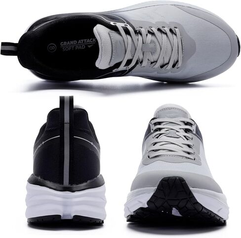 Grand Attack Road Running Shoes for Men with Superior Cushioned Comfort Lightweight Mens Walking Shoes Non-Slip Breathable Athletic Tennis Cross-Training Shoes Rugby Sneakers Black Grey Size 11.5 in Kuwait