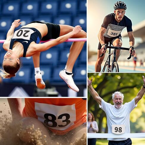 XTACER Running Race Bibs Large Numbers with Safety Pins (Any 1-500) ([4"x7"] Numbers 001-50) in Kuwait