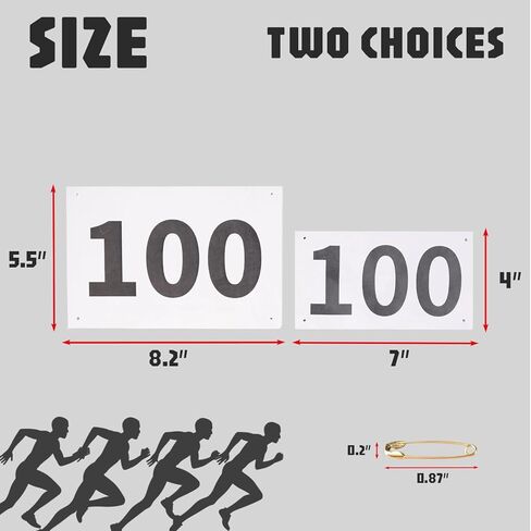 XTACER Running Race Bibs Large Numbers with Safety Pins (Any 1-500) ([4"x7"] Numbers 001-50) in Kuwait