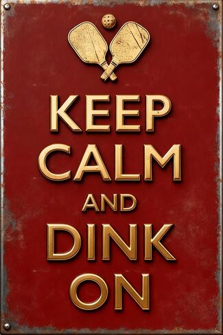 لافتة ديكور معدنية للحائط من Keep Calm and Dink On Pickleball Lover (أحمر) in Kuwait