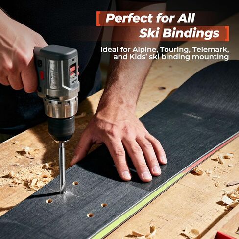 Ski Binding Drill Bit 3.5 x 9.5mm, M2 High-Speed Steel Mounting Bit for Ski Bindings, Includes 30+ Binding Hole Plugs, Compatible with Alpine/Telemark/Touring Skis in Kuwait