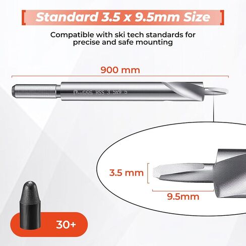 Ski Binding Drill Bit 3.5 x 9.5mm, M2 High-Speed Steel Mounting Bit for Ski Bindings, Includes 30+ Binding Hole Plugs, Compatible with Alpine/Telemark/Touring Skis in Saudi Arabia