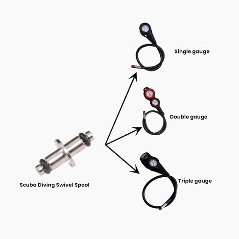 Scuba Diving High Pressure Hose Double Ended Swivel Pin Gauge, Stainless Steel with O Rings - Durable Construction, Superior Sealing Performance, Portable for Diving Enthusiasts in Kuwait