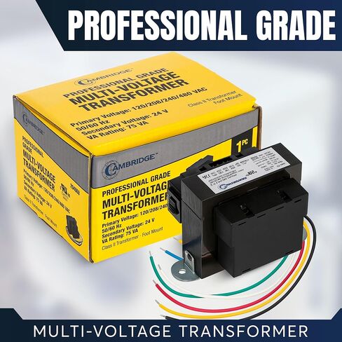 Cambridge 24V 75VA Control Transformer, 120V to 24V Multi-Tap HVAC Furnace Transformer with Foot Mount, 120V 50/60Hz in Saudi Arabia