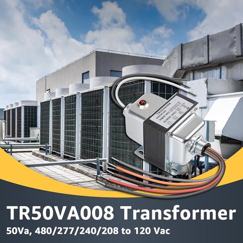 TR50VA008 Transformer 480/277/240/208V to 120V 50VA Transformer with Circuit Breaker Foot and Dual Threaded Hub Mount for Industrial, Heating, Air Conditioning Control Applications Replace TR50VA008 in Kuwait