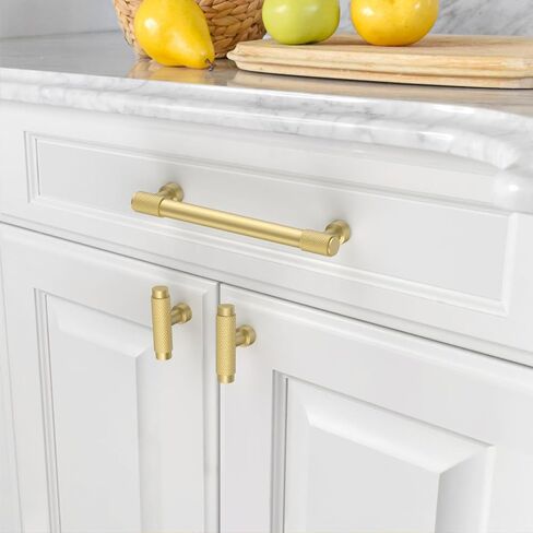 Amerdeco 10 عبوات من مقابض الخزانات المخرشة الذهبية المصقولة لخزانة المطبخ وتسحب للدرج والخزانة وخزانة الملابس ZH0034 in Kuwait