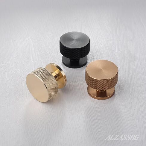 Alzassbg 10 Pack Matte Black Cabinet Knobs, 1.2 Inch Diameter Knurled Round Kitchen Knobs for Cabinets and Drawers AL6023MB in Saudi Arabia