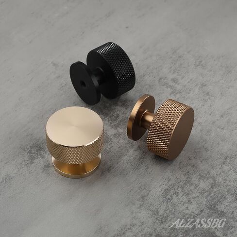 Alzassbg 10 Pack Matte Black Cabinet Knobs, 1.2 Inch Diameter Knurled Round Kitchen Knobs for Cabinets and Drawers AL6023MB in Saudi Arabia