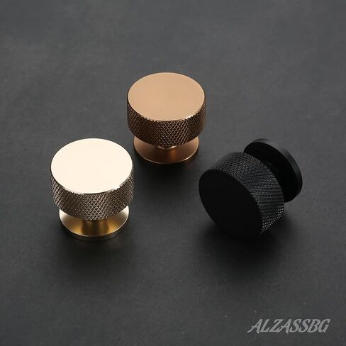 Alzassbg 10 Pack Matte Black Cabinet Knobs, 1.2 Inch Diameter Knurled Round Kitchen Knobs for Cabinets and Drawers AL6023MB in Saudi Arabia