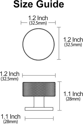 Alzassbg 10 Pack Matte Black Cabinet Knobs, 1.2 Inch Diameter Knurled Round Kitchen Knobs for Cabinets and Drawers AL6023MB in Saudi Arabia
