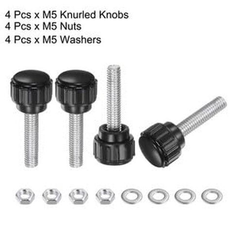 #US 4 Set Knurled Knobs with Nuts Washers M5 x 20mm Carbon Steel Stud 15mm Head in Saudi Arabia