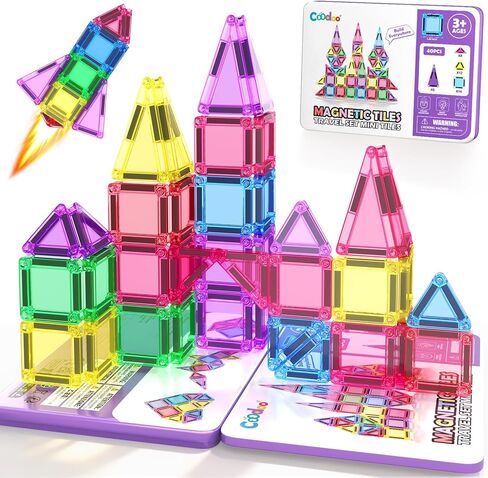 102PCS Dinosaur Toys Magnetic Tiles with 8 Dinosaurs for Kids 3-5 5-7, Jurassic Scenes Dinosaur World Set, Magnetic Blocks Kids Sensory Toys for Boys & Girls Ages 3+, Classroom Must Haves in Kuwait