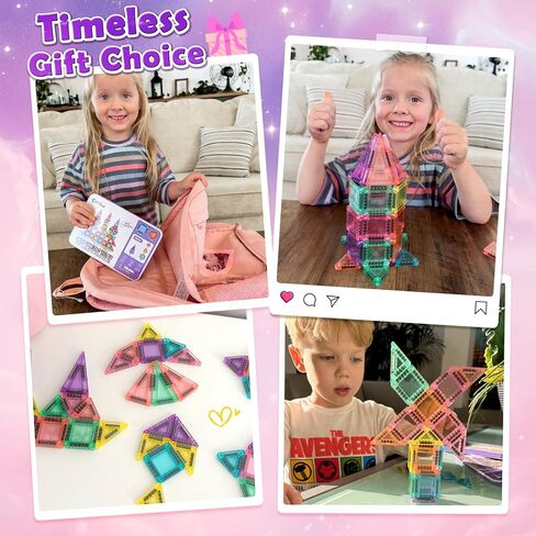 102PCS Dinosaur Toys Magnetic Tiles with 8 Dinosaurs for Kids 3-5 5-7, Jurassic Scenes Dinosaur World Set, Magnetic Blocks Kids Sensory Toys for Boys & Girls Ages 3+, Classroom Must Haves in Kuwait