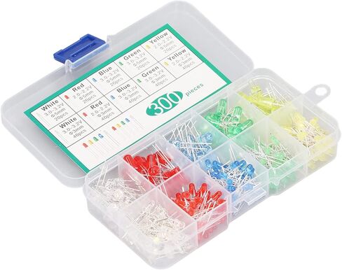 300PCS Heat LED Light Emitting Diode Assorted Kit Bright Color Stable Performance Diodes for Industry DIY Projects Science Experiments More in Kuwait