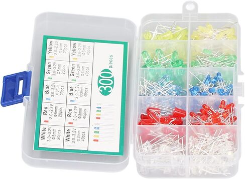 300PCS Heat LED Light Emitting Diode Assorted Kit Bright Color Stable Performance Diodes for Industry DIY Projects Science Experiments More in Kuwait