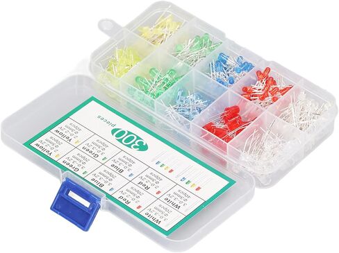 300PCS Heat LED Light Emitting Diode Assorted Kit Bright Color Stable Performance Diodes for Industry DIY Projects Science Experiments More in Kuwait