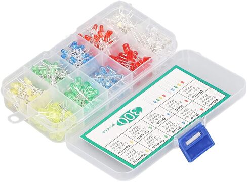 300PCS Heat LED Light Emitting Diode Assorted Kit Bright Color Stable Performance Diodes for Industry DIY Projects Science Experiments More in Kuwait