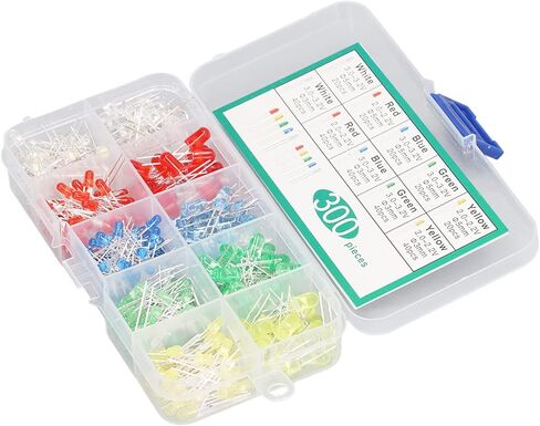 300PCS Heat LED Light Emitting Diode Assorted Kit Bright Color Stable Performance Diodes for Industry DIY Projects Science Experiments More in Kuwait