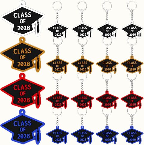 WILLBOND 20 Pieces Class of 2024 Graduation Keychains Rubber Key Chains Grad Cap in Saudi Arabia