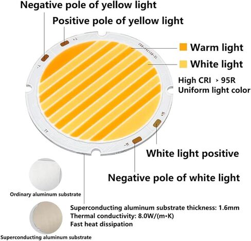 1pcs 100W CRI95 Warm/White Two-Color LED Beads COB Chips Light-Emitting Diode for LED Spotlight Projector Photography Fill Light DIY Led Beads in Kuwait