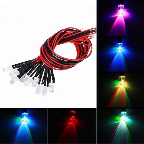 50 قطعة صمامات باعثة للضوء سلكية متعددة الألوان فلاش LED صمامات باعثة للضوء مجموعة سلكية مستديرة الرأس خرز مؤشر للسيارات المنزلية ذاتية الصنع in Kuwait