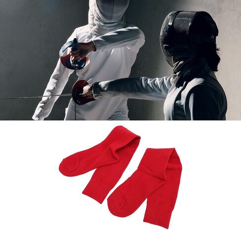 Dan&Dre Breathable Fence Socks, Thickened Stretchy Cotton Knee Socks for Training Game, Red, with Excellent Sweat Absorption Properties, Air Circulation (XS) in Kuwait