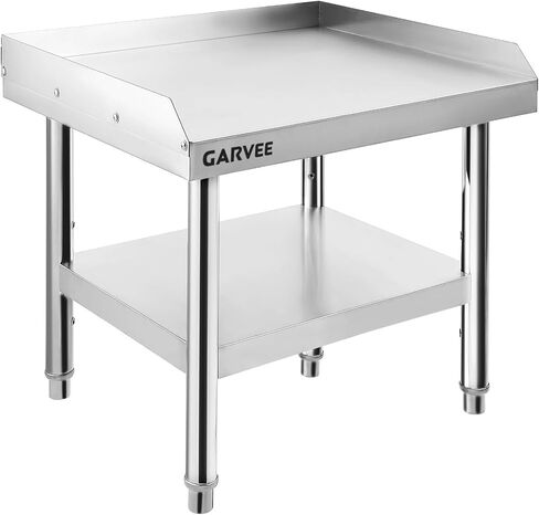 Garvee 24x24x24 inch Stainless Steel Grill Stand with wheels - 600 Lbs Capacity Commercial Equipment Table with 2" Edge Baffle & Adjustable Shelf - For Restaurant, Home Kitchen, Outdoor BBQ in Saudi Arabia