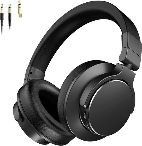 Over Ear Bluetooth Headphones, Studio Monitor & Mixing DJ Headphones Wireless with 50mm Drivers and 1/4 to 3.5mm Wired Audio Jack for Guitar AMP Recording Podcast Piano, 100H Playtime, Black in Kuwait