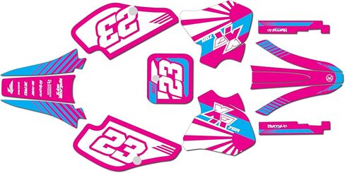 مجموعة رسومات لـ Honda XR70 (1997-2000) FH Series Magenta 9 MIL-Dirt Bike Custom Racing Decals Kit ، in Kuwait