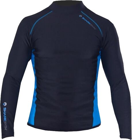 قميص رجالي بأكمام طويلة مقاوم للبرد من Sharkskin، أسود/أزرق، بدلة سباحة من النيوبرين للغوص والتمارين الرياضية المائية وقميص السباحة، SML in Kuwait