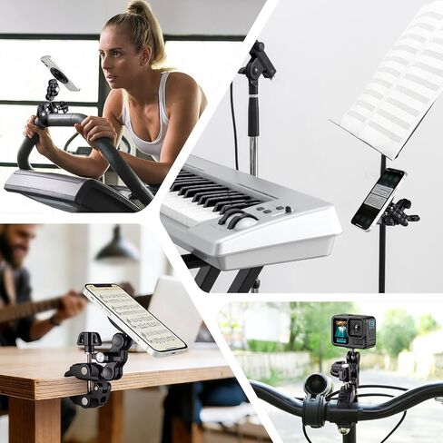 Facmogu Magnetic Phone Holder for Mic Stand, All-Metal 360° Rotatable Magnet Phone Mount with Clamp, Clip Phones Mount for Microphone & Sheet Music Stands, Compatible with Magsafe & iPhone 17-12 in Saudi Arabia