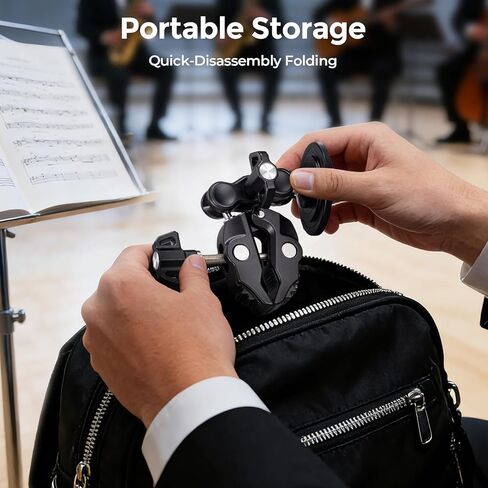 Facmogu Magnetic Phone Holder for Mic Stand, All-Metal 360° Rotatable Magnet Phone Mount with Clamp, Clip Phones Mount for Microphone & Sheet Music Stands, Compatible with Magsafe & iPhone 17-12 in Saudi Arabia