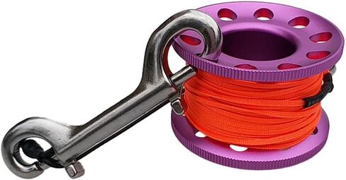 Generic Scuba Diving Dive Reel Aluminum Alloy Finger Spool 15m Line Bolt Snap, Purple in Saudi Arabia
