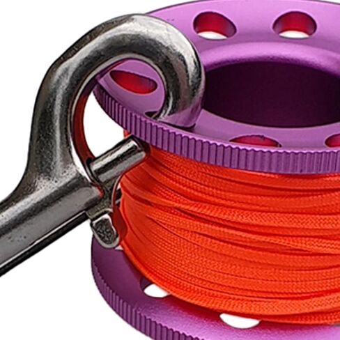 Generic Scuba Diving Dive Reel Aluminum Alloy Finger Spool 15m Line Bolt Snap, Purple in Saudi Arabia