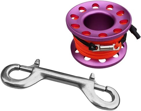 Generic Scuba Diving Dive Reel Aluminum Alloy Finger Spool 15m Line Bolt Snap, Purple in Saudi Arabia