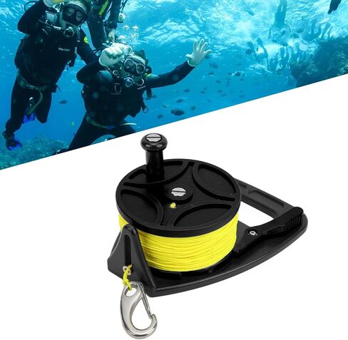 Demeras Kayak Anchor Rope Reel, Multi Purpose Proof Diving Reel 8 Strands Wire High Visibility for Cave Diving(Black Wheel) in Saudi Arabia