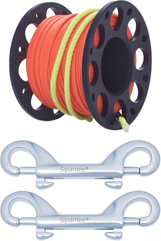Scuba Diving Reel 100ft Scuba Finger Spool Aluminum Alloy with 316 Stainless Steel Double-Ended Bolt Snap Clip Anchor Rope Reel for Water Sports,Wreck Cave Diving,Snorkeling, Spearfishing in Saudi Arabia
