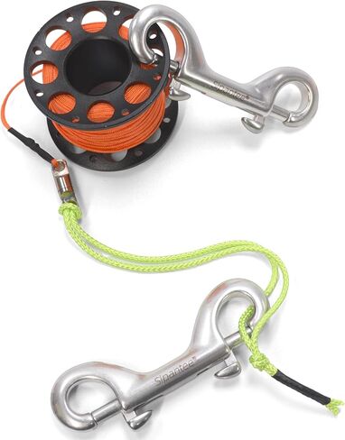 Scuba Diving Reel 100ft Scuba Finger Spool Aluminum Alloy with 316 Stainless Steel Double-Ended Bolt Snap Clip Anchor Rope Reel for Water Sports,Wreck Cave Diving,Snorkeling, Spearfishing in Saudi Arabia