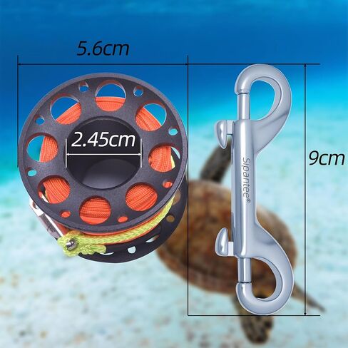 Scuba Diving Reel 100ft Scuba Finger Spool Aluminum Alloy with 316 Stainless Steel Double-Ended Bolt Snap Clip Anchor Rope Reel for Water Sports,Wreck Cave Diving,Snorkeling, Spearfishing in Saudi Arabia
